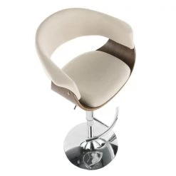 Lumisource Vintage Mod Adjustable Swivel Barstool in Walnut and Cream Fabric -Kitchen & Dining Furniture Sales Store LumiSource20LLC BSxxJYxxVMOxxWLxxCxxxx7xxxxd6b6e4