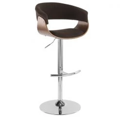 Lumisource Vintage Mod Adjustable Swivel Barstool in Walnut and Espresso Fabric