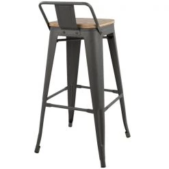 Lumisource Oregon Low Back Barstool in Grey and Brown, PK 2 -Kitchen & Dining Furniture Sales Store LumiSource20LLC BSxxLBORxxGYxxBN2Bxxxx4xxxxec9f38