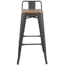 Lumisource Oregon Low Back Barstool in Grey and Brown, PK 2 -Kitchen & Dining Furniture Sales Store LumiSource20LLC BSxxLBORxxGYxxBN2Bxxxx6xxxx9eecee