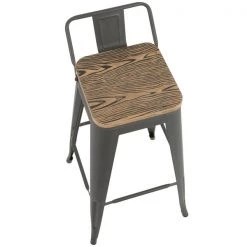 Lumisource Oregon Low Back Barstool in Grey and Brown, PK 2 -Kitchen & Dining Furniture Sales Store LumiSource20LLC BSxxLBORxxGYxxBN2Bxxxx7xxxxcf8c02