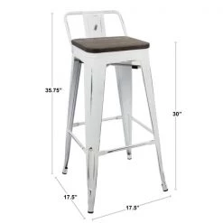 Lumisource Oregon Low Back Barstool in Vintage White and Espresso, PK 2 -Kitchen & Dining Furniture Sales Store LumiSource20LLC BSxxLBORxxVWxxE2BxxDIMxxd0ffdf