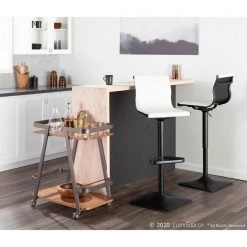 Lumisource Masters Barstool in Black Metal and White Faux Leather -Kitchen & Dining Furniture Sales Store LumiSource20LLC BSxxMASTERxxBKWxxxx8xxxx46a09f