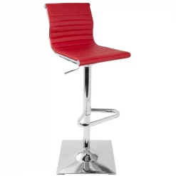 Lumisource Masters Adjustable Swivel Barstool in Red Faux Leather