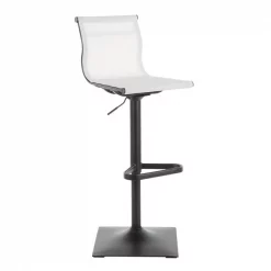 Lumisource Mirage Barstool in Black Metal and White Mesh Fabric