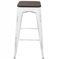 Lumisource Oregon Stackable Barstool in Vintage White and Espresso, PK 2 -Kitchen & Dining Furniture Sales Store LumiSource20LLC BSxxORxxVWxxE2xxxx5xxxx1a9c85