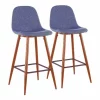 Lumisource Pebble Barstool in Walnut Metal and Blue Fabric, PK 2 -Kitchen & Dining Furniture Sales Store LumiSource20LLC BSxxPEBxxWLxxBU2xxxx1xxxx58c9a5