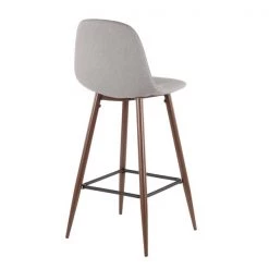 Lumisource Pebble Barstool in Walnut Metal and Light Grey Fabric, PK 2 -Kitchen & Dining Furniture Sales Store LumiSource20LLC BSxxPEBxxWLxxLGY2xxxx4xxxxe437e3