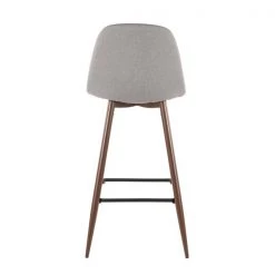 Lumisource Pebble Barstool in Walnut Metal and Light Grey Fabric, PK 2 -Kitchen & Dining Furniture Sales Store LumiSource20LLC BSxxPEBxxWLxxLGY2xxxx5xxxx84662c