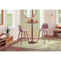 Lumisource Pebble Barstool in Walnut Metal and Light Grey Fabric, PK 2 -Kitchen & Dining Furniture Sales Store LumiSource20LLC BSxxPEBxxWLxxLGY2xxxx9xxxx2ac609