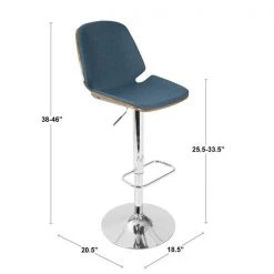 Lumisource Serena Barstool in Walnut and Grey -Kitchen & Dining Furniture Sales Store LumiSource20LLC BSxxSERxxWLxxGYxxDIMxx8361a5