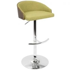 Lumisource Shiraz Adjustable Swivel Barstool in Walnut and Green -Kitchen & Dining Furniture Sales Store LumiSource20LLC BSxxSHRZxxWLxxGNxxxx2xxxx96335c