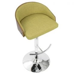 Lumisource Shiraz Adjustable Swivel Barstool in Walnut and Green -Kitchen & Dining Furniture Sales Store LumiSource20LLC BSxxSHRZxxWLxxGNxxxx7xxxxfcd762