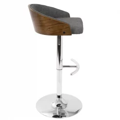 Lumisource Shiraz Adjustable Swivel Barstool in Walnut and Grey -Kitchen & Dining Furniture Sales Store LumiSource20LLC BSxxSHRZxxWLxxGYxxxx3xxxx8e2c78