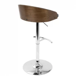 Lumisource Shiraz Adjustable Swivel Barstool in Walnut and Grey -Kitchen & Dining Furniture Sales Store LumiSource20LLC BSxxSHRZxxWLxxGYxxxx4xxxxb4af05