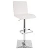 Lumisource Captain Adjustable Swivel Barstool in White Faux Leather