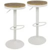 Lumisource Dakota Adjustable Swivel Barstool in White, PK 2