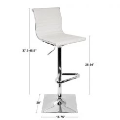 Lumisource Masters Adjustable Swivel Barstool in White Faux Leather -Kitchen & Dining Furniture Sales Store LumiSource20LLC BSxxTWxxMASTERxxWxxDIMxx790a37