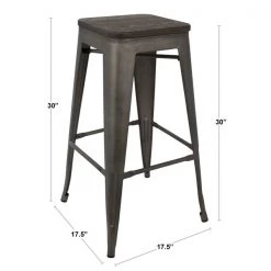 Lumisource Oregon Stackable Barstool in Grey and Brown, PK 2 -Kitchen & Dining Furniture Sales Store LumiSource20LLC BSxxTWxxORxxBNxxGY2xxDIMxx40c847