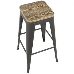 Lumisource Oregon Stackable Barstool in Grey and Brown, PK 2 -Kitchen & Dining Furniture Sales Store LumiSource20LLC BSxxTWxxORxxBNxxGY2xxxx6xxxx926a1d