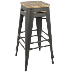 Lumisource Oregon Stackable Barstool in Grey and Brown, PK 2 -Kitchen & Dining Furniture Sales Store LumiSource20LLC BSxxTWxxORxxBNxxGY2xxxx7xxxxd3fae7