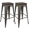 Lumisource Oregon Stackable Barstool in Antique and Espresso, PK 2