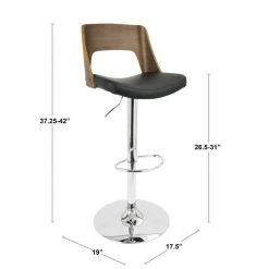 Lumisource Valencia Adjustable Swivel Barstool in Walnut and Black Faux Leather -Kitchen & Dining Furniture Sales Store LumiSource20LLC BSxxVLNCIxxWLxxBKxxDIMxx2accc9