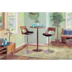 Lumisource Valencia Adjustable Swivel Barstool in Walnut and Black Faux Leather -Kitchen & Dining Furniture Sales Store LumiSource20LLC BSxxVLNCIxxWLxxBKxxxx8xxxxed3e3f