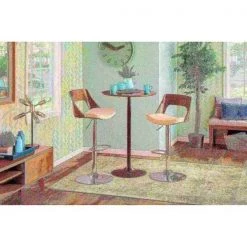 Lumisource Valencia Adjustable Swivel Barstool in Walnut and Cream Faux Leather -Kitchen & Dining Furniture Sales Store LumiSource20LLC BSxxVLNCIxxWLxxCRxxxx8xxxx8afb7f