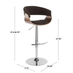 Lumisource Vintage Mod Adjustable Swivel Barstool in Walnut and Light Grey Fabric -Kitchen & Dining Furniture Sales Store LumiSource20LLC BSxxVMOxxWLxxLGYxxDIMxxf5018e