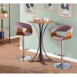 Lumisource Vintage Mod Adjustable Swivel Barstool in Walnut and Light Grey Fabric -Kitchen & Dining Furniture Sales Store LumiSource20LLC BSxxVMOxxWLxxLGYxxxx10xxxx63d97d
