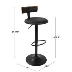 Lumisource Weller Barstool with Black Frame, Walnut Wood, and Black Faux Leather -Kitchen & Dining Furniture Sales Store LumiSource20LLC BSxxWELLRxxWLxxBKxxDIMxx8ccbbd