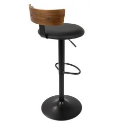 Lumisource Weller Barstool with Black Frame, Walnut Wood, and Black Faux Leather -Kitchen & Dining Furniture Sales Store LumiSource20LLC BSxxWELLRxxWLxxBKxxxx4xxxx96ff24