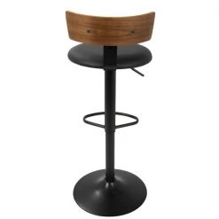 Lumisource Weller Barstool with Black Frame, Walnut Wood, and Black Faux Leather -Kitchen & Dining Furniture Sales Store LumiSource20LLC BSxxWELLRxxWLxxBKxxxx5xxxxf73700