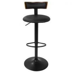 Lumisource Weller Barstool with Black Frame, Walnut Wood, and Black Faux Leather -Kitchen & Dining Furniture Sales Store LumiSource20LLC BSxxWELLRxxWLxxBKxxxx6xxxx7a6a65