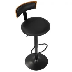 Lumisource Weller Barstool with Black Frame, Walnut Wood, and Black Faux Leather -Kitchen & Dining Furniture Sales Store LumiSource20LLC BSxxWELLRxxWLxxBKxxxx7xxxxba7aef