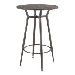 Lumisource Clara Round Bar Table in Antique Metal with Espresso Bamboo -Kitchen & Dining Furniture Sales Store LumiSource20LLC BTxxCLARARNxxANExxxx3xxxx1246d5