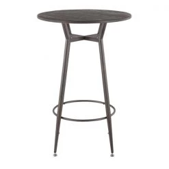 Lumisource Clara Round Bar Table in Antique Metal with Espresso Bamboo -Kitchen & Dining Furniture Sales Store LumiSource20LLC BTxxCLARARNxxANExxxx4xxxx774129