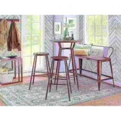 Lumisource Clara Round Bar Table in Antique Metal with Espresso Bamboo -Kitchen & Dining Furniture Sales Store LumiSource20LLC BTxxCLARARNxxANExxxx8xxxx02273a