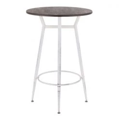 Lumisource Clara Round Bar Table in Vintage White Metal with Espresso Bamboo -Kitchen & Dining Furniture Sales Store LumiSource20LLC BTxxCLARARNxxVWExxxx2xxxxf5bab5