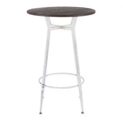 Lumisource Clara Round Bar Table in Vintage White Metal with Espresso Bamboo -Kitchen & Dining Furniture Sales Store LumiSource20LLC BTxxCLARARNxxVWExxxx5xxxx6e98d2