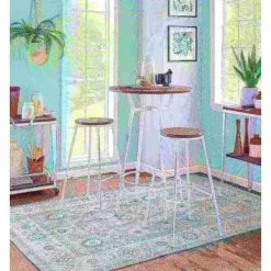 Lumisource Clara Round Bar Table in Vintage White Metal with Espresso Bamboo -Kitchen & Dining Furniture Sales Store LumiSource20LLC BTxxCLARARNxxVWExxxx8xxxxdbaee9