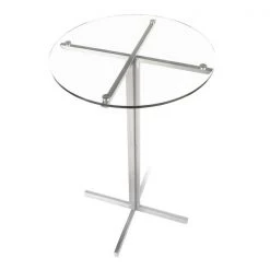 Lumisource Fuji Round Bar Table in Stainless Steel with Clear Glass Top -Kitchen & Dining Furniture Sales Store LumiSource20LLC BTxxFUJIRNxxSSxxGLxxxx6xxxx7a66d6