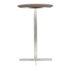 Lumisource Fuji Round Bar Table in Stainless Steel with Walnut Wood Top -Kitchen & Dining Furniture Sales Store LumiSource20LLC BTxxFUJIRNxxSSxxWLxxxx2xxxx737c1c