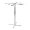 Lumisource Fuji Square Bar Table in Stainless Steel with Clear Glass Top
