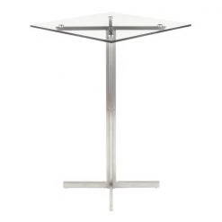 Lumisource Fuji Square Bar Table in Stainless Steel with Clear Glass Top -Kitchen & Dining Furniture Sales Store LumiSource20LLC BTxxFUJISQxxSSxxGLxxxx2xxxxb405a4
