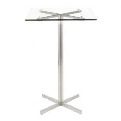 Lumisource Fuji Square Bar Table in Stainless Steel with Clear Glass Top -Kitchen & Dining Furniture Sales Store LumiSource20LLC BTxxFUJISQxxSSxxGLxxxx4xxxx171c81