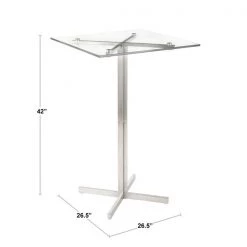 Lumisource Fuji Square Bar Table in Stainless Steel with Walnut Wood Top -Kitchen & Dining Furniture Sales Store LumiSource20LLC BTxxFUJISQxxSSxxWLxxDIMxx520784