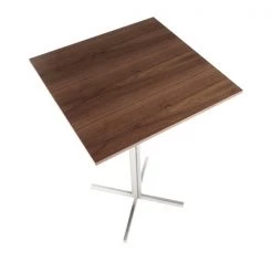 Lumisource Fuji Square Bar Table in Stainless Steel with Walnut Wood Top -Kitchen & Dining Furniture Sales Store LumiSource20LLC BTxxFUJISQxxSSxxWLxxxx6xxxx02f4ef