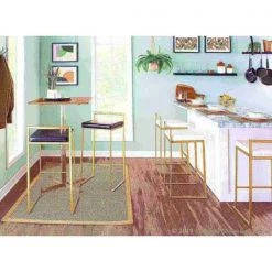 Lumisource Fuji Square Bar Table in Stainless Steel with Walnut Wood Top -Kitchen & Dining Furniture Sales Store LumiSource20LLC BTxxFUJISQxxSSxxWLxxxx9xxxx6a7070